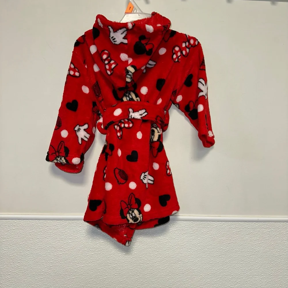 Girls Disney Pajamas Kids Baby Toddler Robe Size 2T Red Minnie Mouse Robe